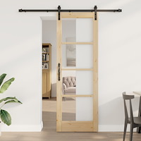 vidaXL Skjutdörr med Hardwareset 'ORKDAL'Solid trä & glas, vidaXL Inredningsdörr med glas 'ORKDAL'73,5x211x4 cm Solid trä Furu
