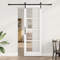 vidaXL Skjutdörr med hårdvarusats "ORKDAL" Vit Massiv Trä & Glas, vidaXL Inredningsdörr med glas "ORKDAL" Vit 73.5x211x4 cm