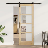 vidaXL Skjutdörr med hårdvarusats 'ORKDAL'Massivt trä & glas, vidaXL Inredningsdörr med glas 'ORKDAL'78x211x4 cm Massivt trä fu...
