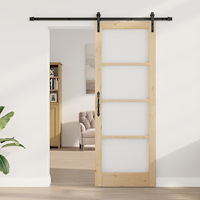 vidaXL Skjutdörr med hårdvarusats 'ORKDAL'Massivt trä & glas