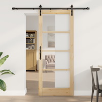 vidaXL Skjutdörr med Tillbehör Set "ORKDAL" Massiv trä & Glas, vidaXL Inredningsdörr med Glas "ORKDAL" 83x202x4 cm Massiv trä F...