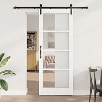 vidaXL Skjutdörr med hardware set 'ORKDAL'Vit massivt trä och glas, vidaXL Inredningsdörr med glas 'ORKDAL'Vit 83x211x4 cm