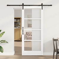vidaXL Skjutdörr med Armatur Set 'ORKDAL'Vit Massivt Trä & Glas, vidaXL Inredningsdörr med Glas 'ORKDAL'Vit 86x198,5x4 cm
