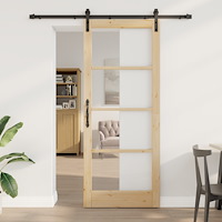 vidaXL Skjutdörr med Hårdvarusats 'ORKDAL'Massivt Trä & Glas, vidaXL Inredningsdörr med Glas 'ORKDAL'86x211x4 cm Massivt Talltr...