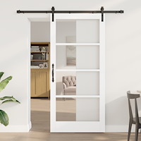 vidaXL Skjutdörr med Hårdvaruset 'ORKDAL'Vit Solid Trä & Glas, vidaXL Inredningsdörr med Glas 'ORKDAL'Vit 93x202x4 cm