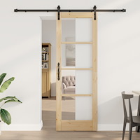vidaXL Skjutdörr med Tillbehör Set 'ORKDAL'Massivt Trä & Glas, vidaXL Inredningsdörr med Glas 'ORKDAL'73.5x211x4 cm Massivt Trä...