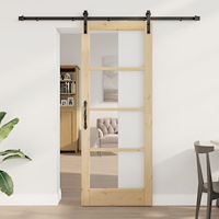 vidaXL Skjutdörr med beslagset "ORKDAL" Massivt trä & glas, vidaXL Inredning dörr med glas "ORKDAL" 78x202x4 cm Massivt trä tal...