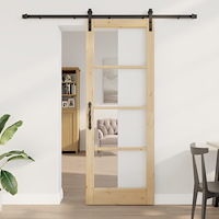 vidaXL Skjutdörr med Tillbehörsset 'ORKDAL'Solid Trä & Glas, vidaXL Inredningsdörr med Glas 'ORKDAL'78x211x4 cm Solid Furu