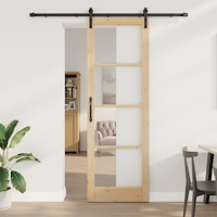 vidaXL Skjutdörr med handtagssats 'ORKDAL'Massivt trä och glas, vidaXL Inredningsdörr med glas 'ORKDAL'78x232x4 cm Massivt tall...
