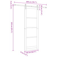 vidaXL Skjutdörr med Beslag Set 'ORKDAL'Vit Massivt Trä & Glas