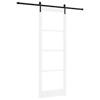 vidaXL Skjutdörr med Beslag Set 'ORKDAL'Vit Massivt Trä & Glas
