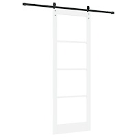 vidaXL Skjutdörr med Beslag Set 'ORKDAL'Vit Massivt Trä & Glas