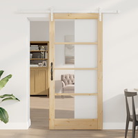 vidaXL Skjutdörr med Hårdvarusats 'ORKDAL'Massivt Trä & Glas, vidaXL Inredningsdörr med Glas 'ORKDAL'93x202x4 cm Massivt Talltr...