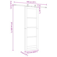 vidaXL Skjutdörr med hårdvaruset 'ORKDAL'Vit solid trä och glas