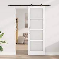vidaXL Skjutdörr med hårdvaruset 'ORKDAL'Vit solid trä och glas