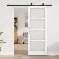 vidaXL Skjutdörr med Tillbehör 'ORKDAL'Vit Massivt Trä & Glas