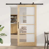 vidaXL Skjutdörr med Hårdvarusats 'ORKDAL'Massiv trä & glas, vidaXL Inredningsdörr med glas 'ORKDAL'93x202x4 cm Massiv trä