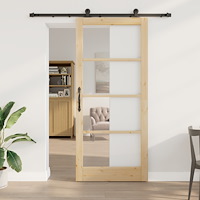 vidaXL Skjutdörr med hårdvarusats 'ORKDAL'Massivt trä och glas, vidaXL Inredningsdörr med glas 'ORKDAL'93x211x4 cm Massivt trä...