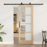 vidaXL Skjutdörr med Hårdvaruset 'ORKDAL'Massivt trä & glas, vidaXL Inredningsdörr med glas 'ORKDAL'73.5x198.5x4 cm Massivt trä...