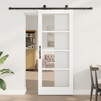 vidaXL Skjutdörr med hårdvaru-set 'ORKDAL'Vit massiv trä och glas, vidaXL Inredningsdörr med glas 'ORKDAL'Vit 83x202x4 cm