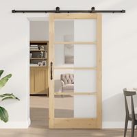 vidaXL Skjutdörr med Tillbehörsset 'ORKDAL'Massiv Trä & Glas, vidaXL Inredningsdörr med Glas 'ORKDAL'93x202x4 cm Massiv Furuträ