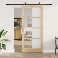 vidaXL Skjutdörr med Beslagssats 'ORKDAL'Massivt Trä och Glas, vidaXL Inredningsdörr med Glas 'ORKDAL'93x211x4 cm Massivt Tallt...