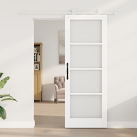 vidaXL Skjutdörr med skruvsats 'ORKDAL'Vit MDF & Glas