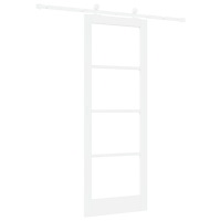 vidaXL Skjutdörr med skruvsats 'ORKDAL'Vit MDF & Glas