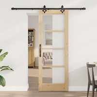 vidaXL Skjutdörr med hårdvarusats "ORKDAL" Massiv trä & Glas, vidaXL Inredd dörr med glas "ORKDAL" 73.5x198.5x4 cm Massiv trä t...