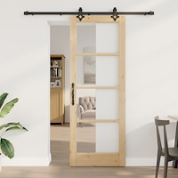 vidaXL skjutdörr med hårdvaruset 'ORKDAL'Massivt trä & glas, vidaXL inredningsdörr med glas 'ORKDAL'78x211x4 cm Massivt trä fur...