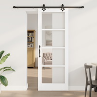 vidaXL Skjutdörr med Hardware-set 'ORKDAL'Vit Massivt Trä & Glas, vidaXL Inredningsdörr med Glas 'ORKDAL'Vit 78x211x4 cm