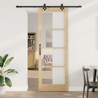 vidaXL Skjutdörr med Utrustningsset 'ORKDAL'Massivt trä & Glas, vidaXL Inredningsdörr med Glas 'ORKDAL'83x232x4 cm Massivt trä...