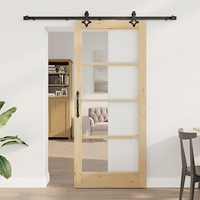 vidaXL skjutdörr med hårdvarusett 'ORKDAL'i solid trä och glas, vidaXL inredningsdörr med glas 'ORKDAL'86x198.5x4 cm i solid ta...