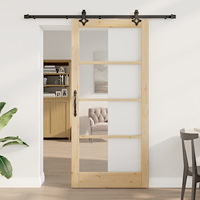 vidaXL Skjutdörr med Utrustning Set 'ORKDAL'Massivt Trä & Glas, vidaXL Inomhusdörr med Glas 'ORKDAL'93x202x4 cm Massivt Trä Fur...