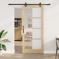 vidaXL Skjutdörr med Utrustning Set 'ORKDAL'Massivt Trä & Glas, vidaXL Inredningsdörr med Glas 'ORKDAL'93x211x4 cm Massivt Tall...
