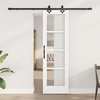 vidaXL skjutdörr med hårdvaruset 'ORKDAL'vit massiv trä & glas, vidaXL inredningsdörr med glas 'ORKDAL'vit 61x198.5x4 cm