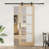 vidaXL Skjutdörr med hårdvarusats "ORKDAL" av massivt trä & glas, vidaXL Inredningsdörr med glas "ORKDAL" 78x211x4 cm av massiv...