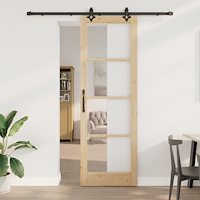 vidaXL Skjutdörr med hårdvarusats 'ORKDAL'Massivt trä & Glas, vidaXL Inomhusdörr med glas 'ORKDAL'78x232x4 cm Massivt tall