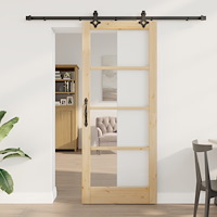 vidaXL Skjutdörr med hårdvaruset 'ORKDAL'Massivt trä & Glas, vidaXL Inomhusdörr med glas 'ORKDAL'83x202x4 cm Massivt trä Tall