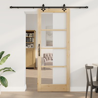 vidaXL Skjutdörr med Utrustningsset "ORKDAL" Massivt Trä och Glas, vidaXL Inredningsdörr med Glas "ORKDAL" 83x211x4 cm Massivt...