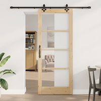 vidaXL Skjutdörr med hårdvarukit 'ORKDAL'Massivt trä & Glas, vidaXL Inre dörr med glas 'ORKDAL'86x211x4 cm Massivt furu