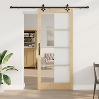 vidaXL Skjutdörr med hårdvaruset 'ORKDAL'Massiv trä & glas, vidaXL Inre dörr med glas 'ORKDAL'93x211x4 cm Massiv trä furu