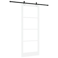 vidaXL Skjutdörr med hårdvaruset 'ORKDAL'Vit massivt trä & glas
