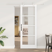 vidaXL skjutdörr med hårdvaruset vit 78x211 cm massivt furuträ, vidaXL inredningsdörr med glas "ORKDAL" vit 78x211x4 cm