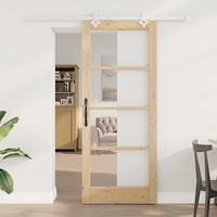 vidaXL skjutdörr med hårdvaruset 83x202 cm massivt furuträ, vidaXL inredningsdörr med glas 'ORKDAL'83x202x4 cm massivt furuträ