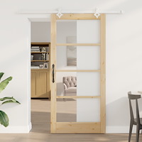vidaXL skjutdörr med hårdvaruset 93x202 cm massivt tallträ, vidaXL inredningsdörr med glas 'ORKDAL'93x202x4 cm massivt tallträ