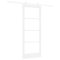 vidaXL Skjutdörr med hårdvarusats Vit 83x202 cm Massivträ Furu