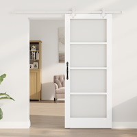 vidaXL Skjutdörr med hårdvarusats Vit 83x202 cm Massivträ Furu