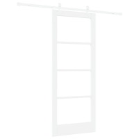 vidaXL Skjutdörr med hårdvarusats Vit 83x202 cm Massivträ Furu