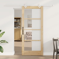 vidaXL Skjutdörr med Tillbehörsset 86x198.5 cm Massivt Trä Furu, vidaXL Inredningsdörr med Glas "ORKDAL" 86x198.5x4 cm Massivt...